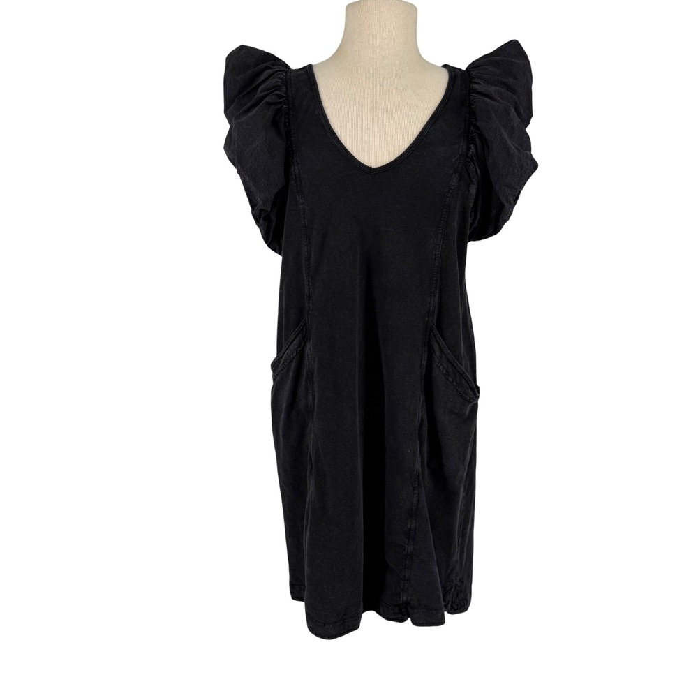 Daily Practice Anthropologie Midi Dress Womens M Charcoal Grey Flutter Sleece